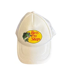 Bass Pro Shops Mesh Trucker Cap Hat  Adjustable Snapback White