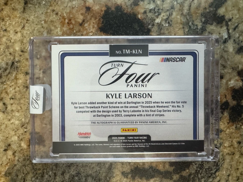 2025 Panini Turn Four Timeless Moments Kyle Larson Auto /25 - Image 2 of 2