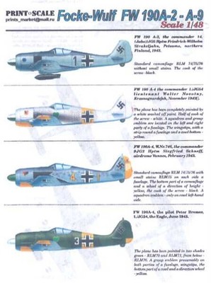 Print Scale Decals 1/48 FOCKE WULF Fw-190A German Fighter