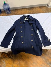 Burberry Wool Pea Coat Navy Blue Women s US Size 8 Authentic
