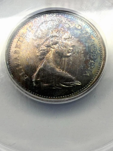 🔥 $0.99 NO RESERVE 🔥 1967 Canada 25C Silver ANACS MS63 PL Toned