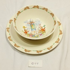 Vintage Royal Doulton Bunnykins Bowl & Plate Set  Rocket Ship Theme