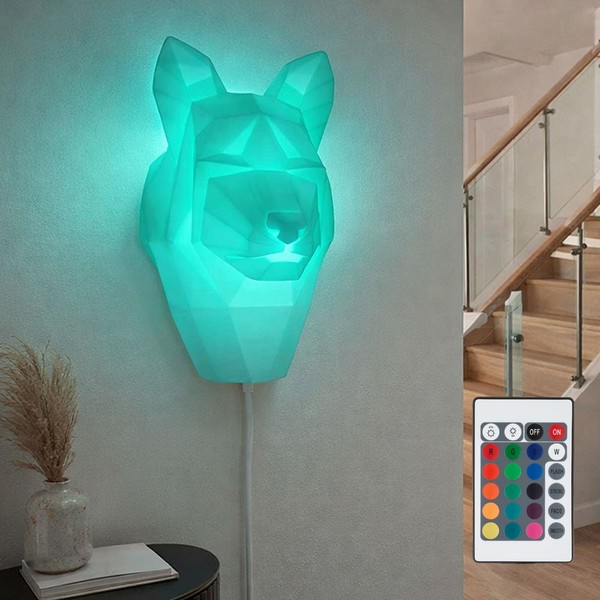 Wohnzimmerlampe Kinderzimmerleuchte Wandlampe Hund Led Fernbedienung Dimmbar Rgb-image