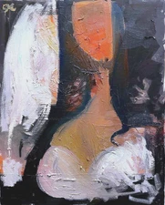 French Cubism Boudoir Portrait Oil Painting Original Signed Woman 16x20 Canvas