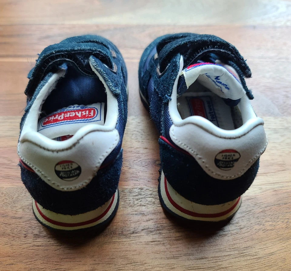 VTG Baby Boy Shoes Fisher Price Size 4 1/2 Blue Sneakers Suede Accents Straps - Image 3 of 4