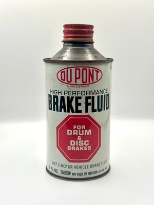 Vintage DuPont 3012N High Performance Brake Fluid 12fl oz Empty Can Made in USA