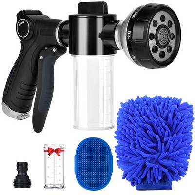 EVILTO Garden Hose Nozzle, High Pressure Spray Nozzle 8 Way Black