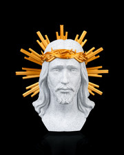 Jesus Christ Bust 22cm 3D Printed Gold Halo Crown Table / Wall Hanging PLA+