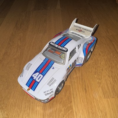 Vintage tin toy race car PORSCHE 935 TURBO MYSTERY BUMP'N GO TAIYO JAPAN