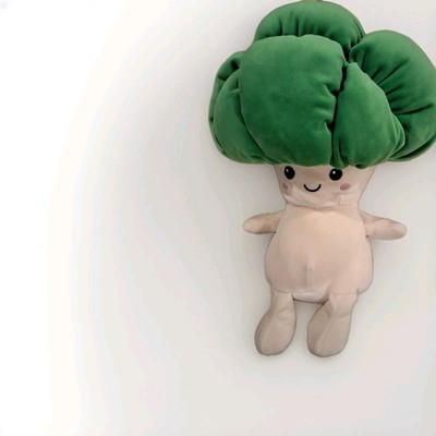 12'' Soft Plushie Doll Broccoli Character Green Tan Smiling Face Arms and Legs