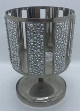 Bath & Body Works Silver Pearl Gem Pedestal 3-wick candle holder