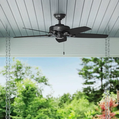 Hunter 52 Inch Outdoor or Indoor Ceiling Fan No Light with Pull Chain - Black Ce - Picture 3 of 11