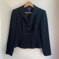 Ann Taylor Blazer Petites 2P Black Crepe Lined Professional Career Chic Career