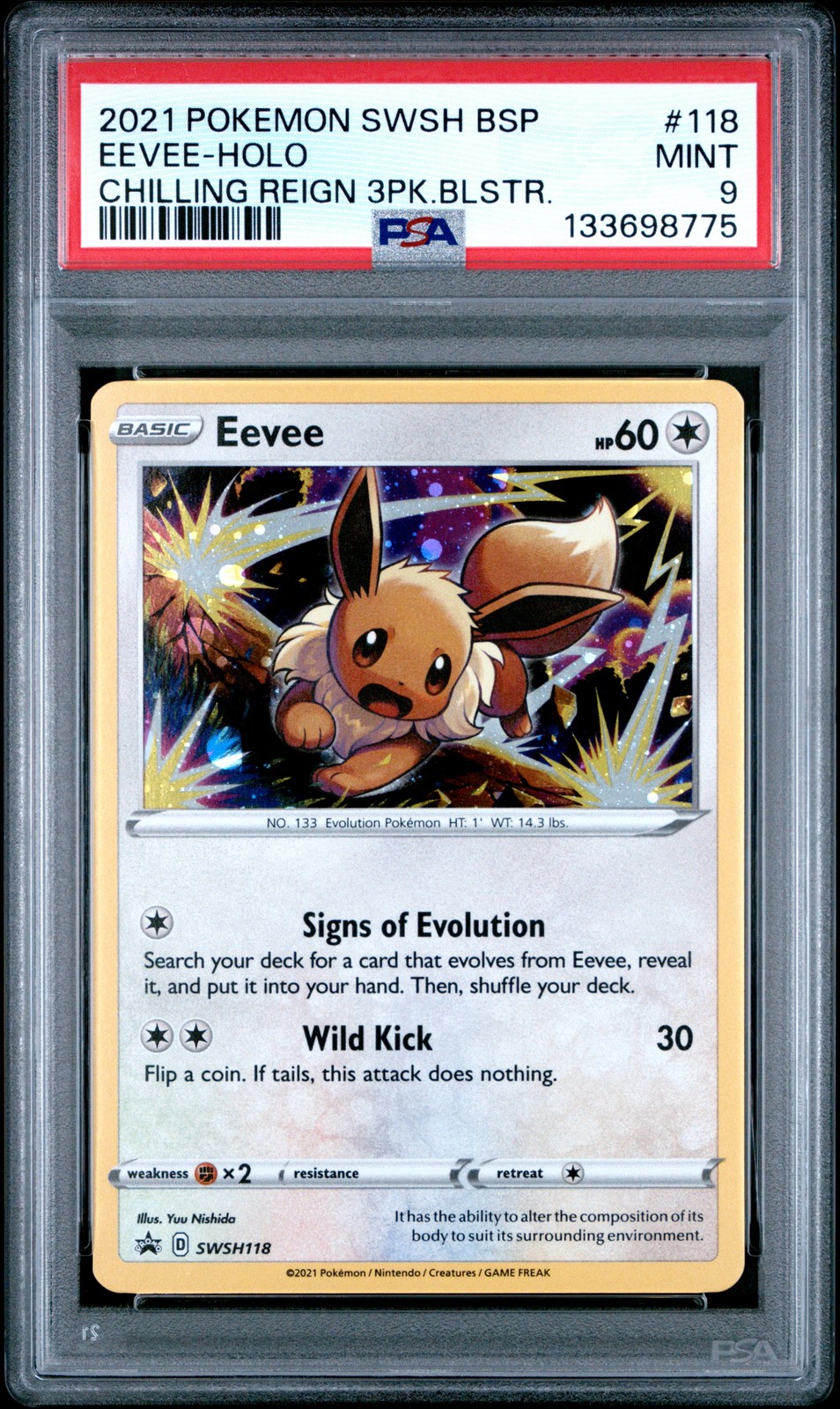 2021 POKEMON SWSH BLACK STAR PROMO #118 EEVEE-HOLO PSA 9