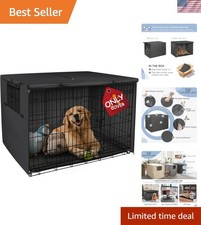 Durable Polyester Dog Crate Cover - 36  Universal Fit Sunshade Black 