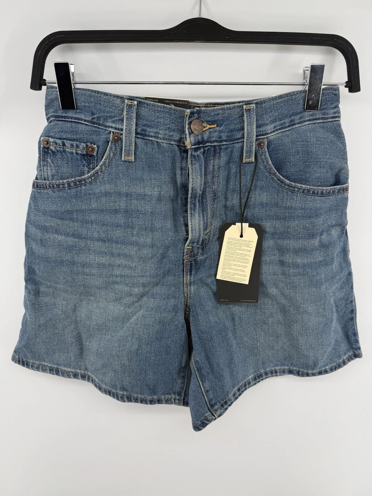 Levi's Women's Blue Lightweight Linen+Denim High Rise Baggy Shorts Size 25
