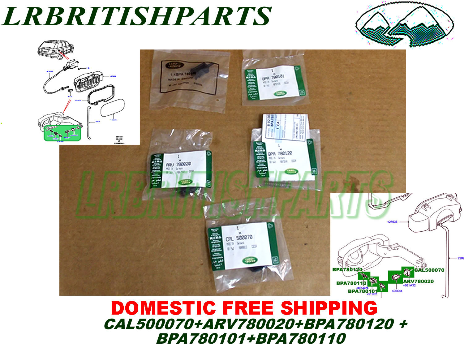 LAND ROVER FUEL TANK DOOR REPAIR SET OF 5 PCS RANGE ROVER SPORT LR3 LR4