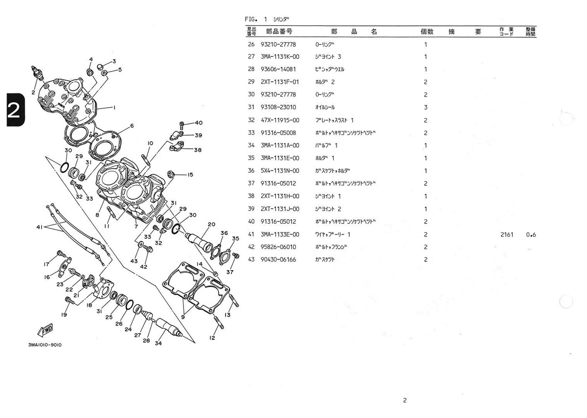 YAMAHA Parts Manual TZR250 1989 Replacement Spares Catalog