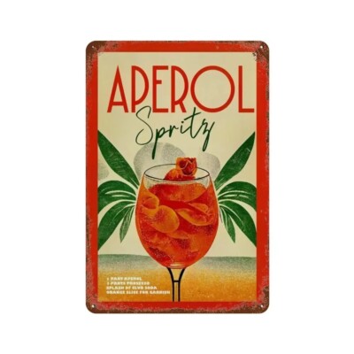 Plaque Métal Tôlée Vintage 20X30cm Spritz Aperol -