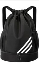 Oziral Drawstring Backpack Water Resistant String Bag Gym Sports with Black