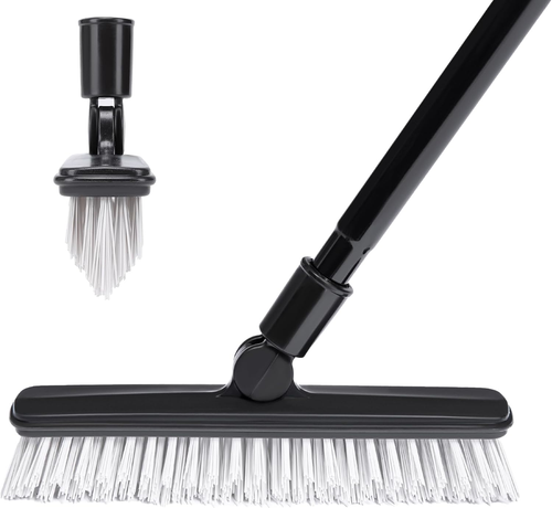 2 Pack Grout Brush with Long Handle 50 Inches, Swivel Floor Scrub Broom - Picture 8 of 11