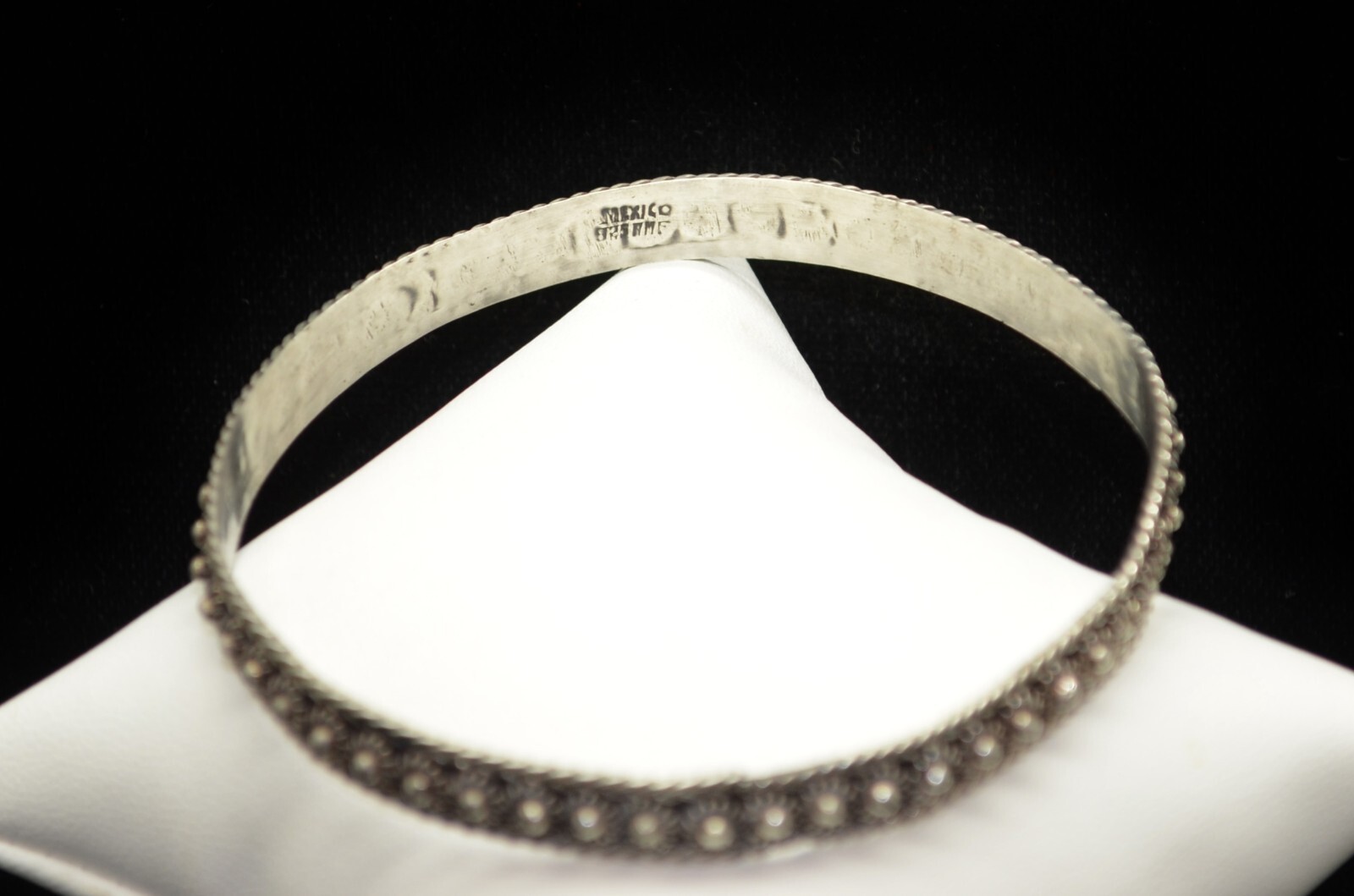 Sterling Silver Pretty Flower Patterned Cuff Brac… - image 3