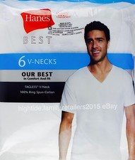 Hanes Best Men's V-Necks Tagless Undershirt Underwear T Shirt Tee White, 6 Pack