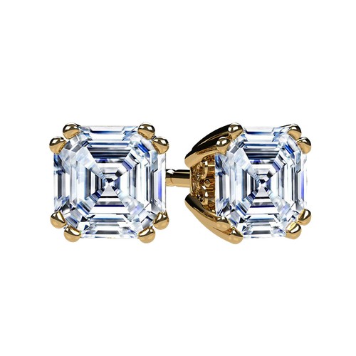 14K/925 Sterling Silver 0.75-4.0 tcw Asscher Cut Cubic Zirconia Stud Earrings - Picture 13 of 15