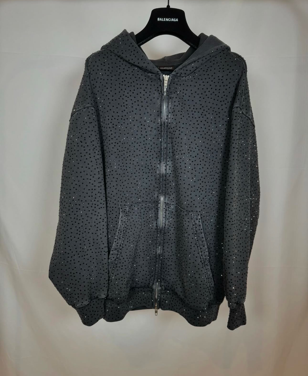 【関税&送料込み】Balenciaga Jacket Balenciaga Rhinestone Zip Up Jacket | eBay