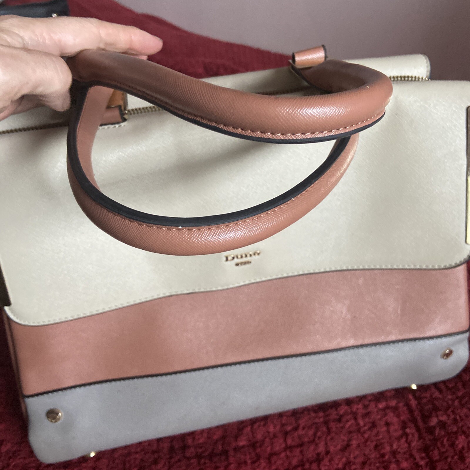 Ladies Dune Handbag Grey/cream/ Pink eBay