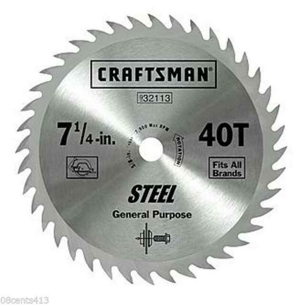 Craftsman 32113 71/4" X 40 Tooth Steel Circular Saw Blade for sale