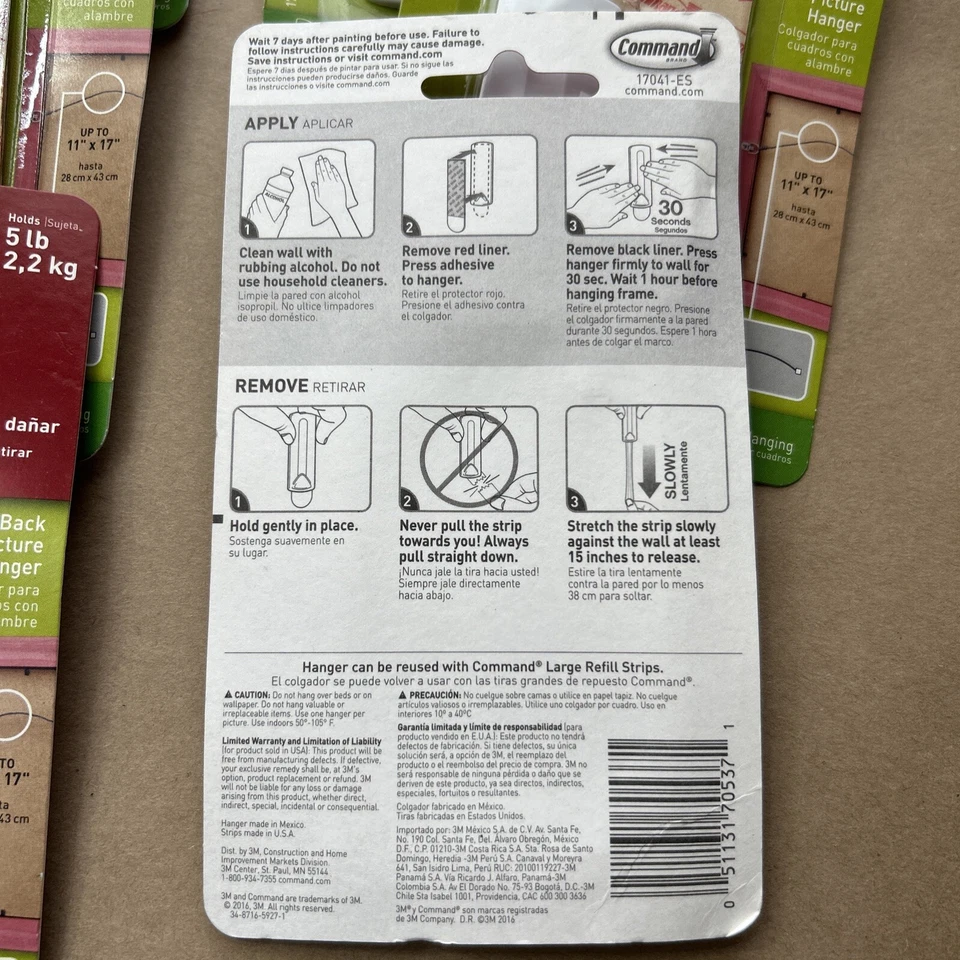 Colgante 3M Command libre de daños 5 libras - Lote de 16 perchas y 32 tiras Foto 4 de 4
