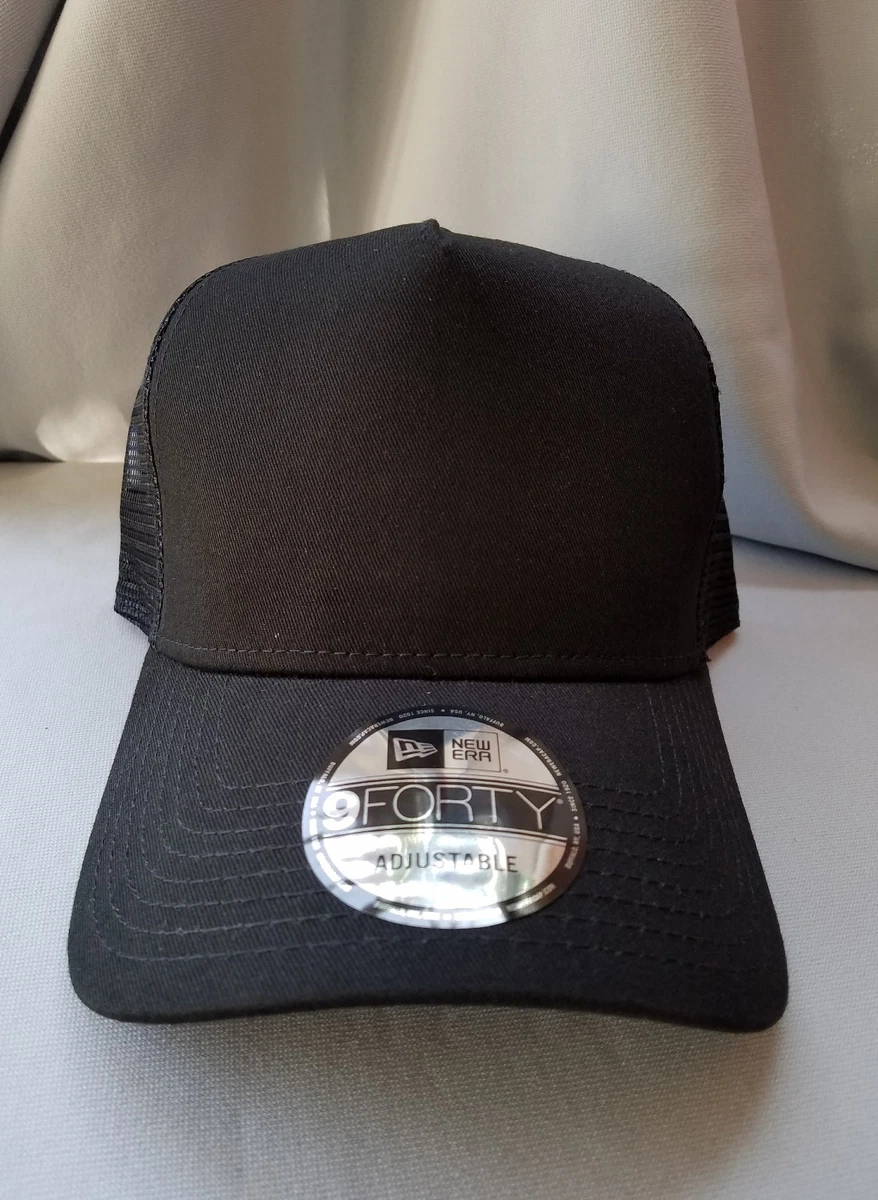 1X - New Era 9Forty Snapback Trucker Hat Cap Blank { BLACK///BLACK } NE  9FORTY