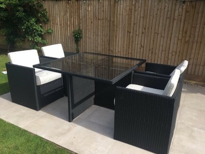 Garden furniture - Rattan cube table and chairs. By Ocean | eBay