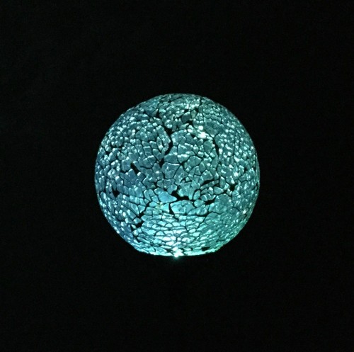 Solar Blue Mosaic Glass Ball Light, Garden Decor Landscape Globe Multi-Color LED - Picture 4 of 10