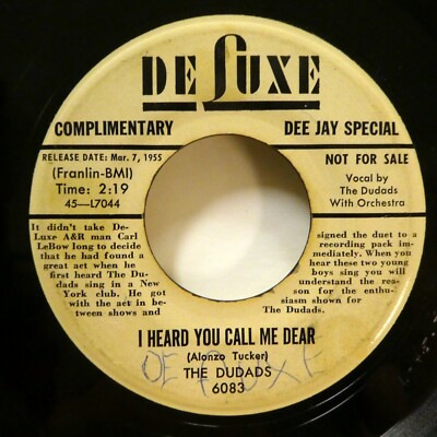 DUDADS 45 My Baby Misses Me Too / I Heard You Call Me Dear DELUXE Rn'B   Tb 107