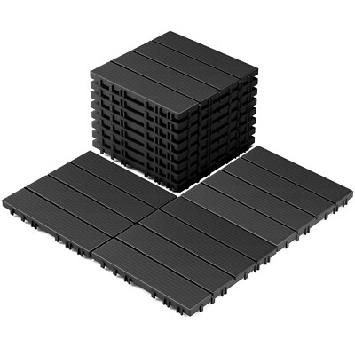 9 Pack Plastic Interlocking Deck Tiles, Patio Deck Tiles Waterproof Outdoor F...