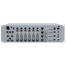 Mixer with 6 stereo line inputs + 2 microphones, 3 zone outputs + 1 stereo out