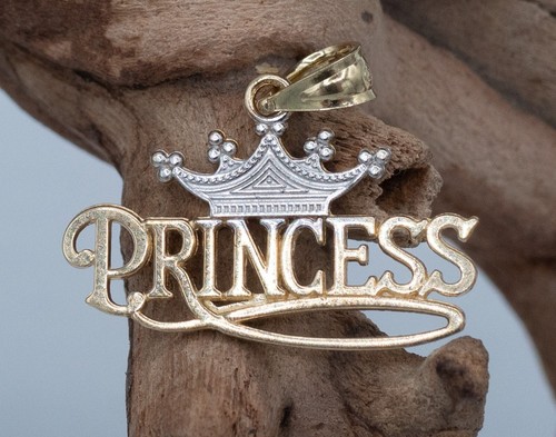 10KT 2-Tone Princess w/ White Gold Crown Charm Danity 20 mm x 14 mm (.7 grams) - Picture 7 of 7