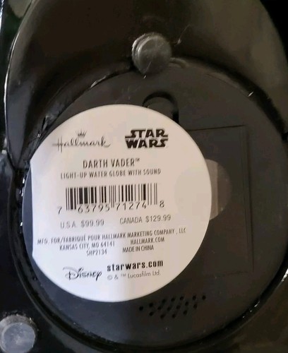 Hallmark Star Wars Darth Vader Helmet Water Globe Lights Up And Breathing Sounds - Picture 10 of 11