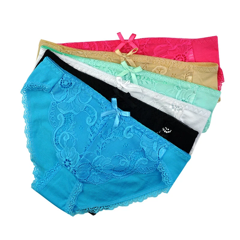 Paquete de 3/6/12 bragas ropa interior sexy calzoncillos de encaje bragas de algodón para damas #329 Foto 3 de 4