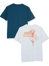 2 Pack Amazon Essentials Marvel Thor T-Shirt Mens Large Crewneck Blue Regular 