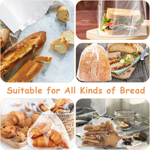 Bread Bags with Ties, 72 Pack Clear Bread Bags for Homemade Bread and 100 Ties, - Picture 7 of 12