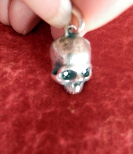 David Yurman Men's Pendant SSilver BLACK DIAMOND 18mm Memento Mori SKULL Pendan - Picture 2 of 11