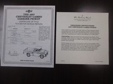 Danbury Mint Paperwork 1957 Chevy Cameo Carrier Pickup