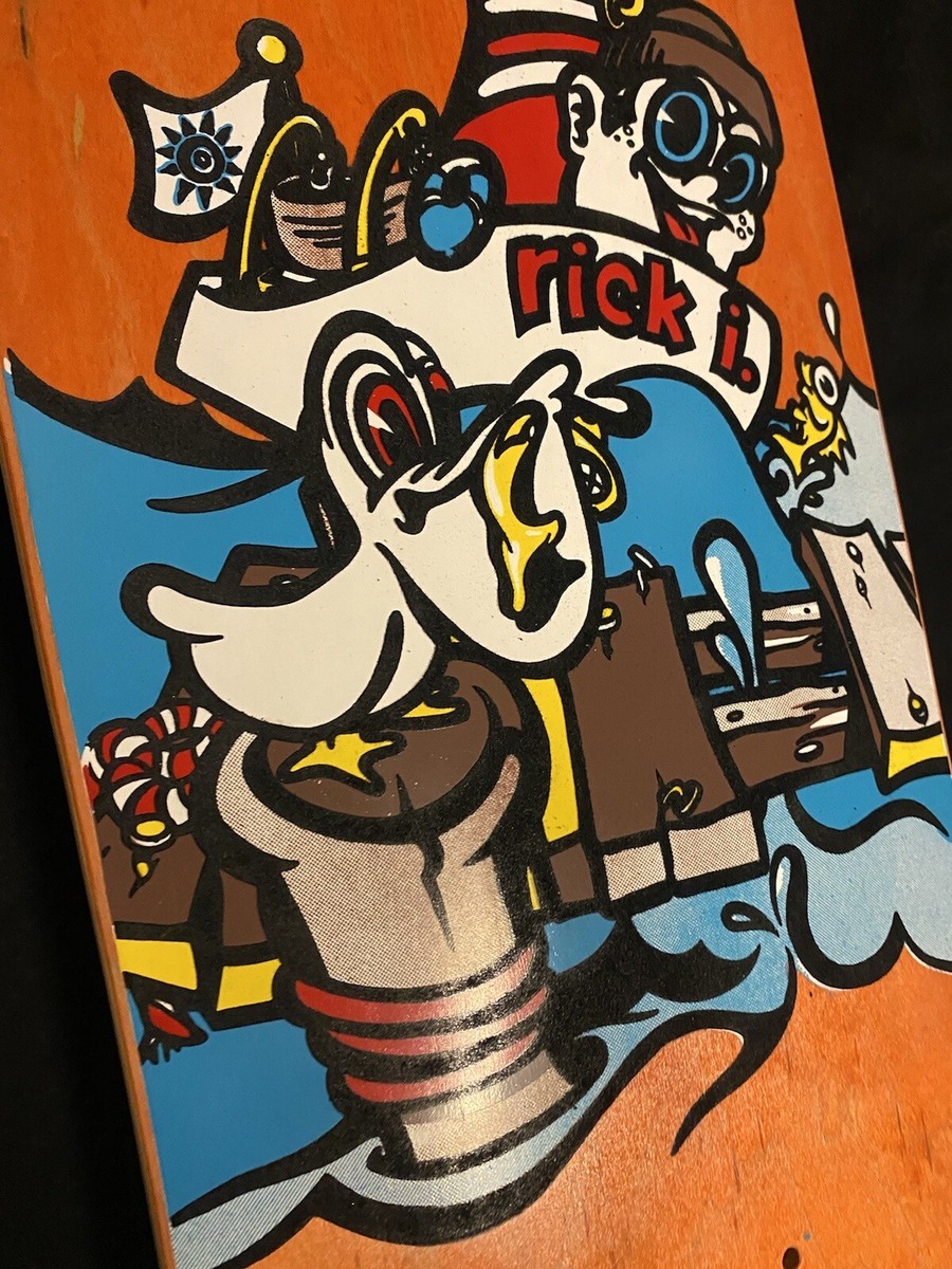 RARE FLOCKED Rick Ibaseta Pelican New Deal Skateboard Deck Shaped 