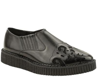 T.U.K. A8836 TUK Pointed Low Slip On Creeper Black Western Underlay Rockabilly