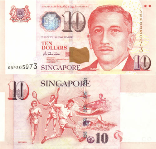 SINGAPORE 10 DOLLAR P-40 1999 UNC SWIMMING TENNIS SOCCER SCOUT FOOTBALL BANKNOTE - Picture 3 of 3