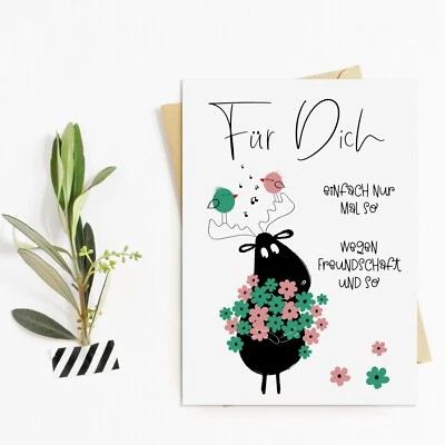 Postkarte FÜR DICH einfach nur mal so FREUNDSCHAFT Elch Geschenk Freundin