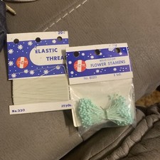 Vintage Millinery Flowers Fibre Craft Elastic Thread Flower Stamens Turquoise